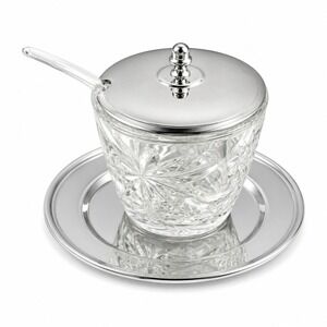 Vintage Irvinware Chromeware Jam Dish Set with Tray and Spoon Model 4090 USA